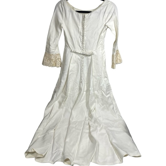 Alfred Angelo Vintage 60s? Wedding Dress Empire Waist Button-Up Union Tag XS - Picture 12 of 13